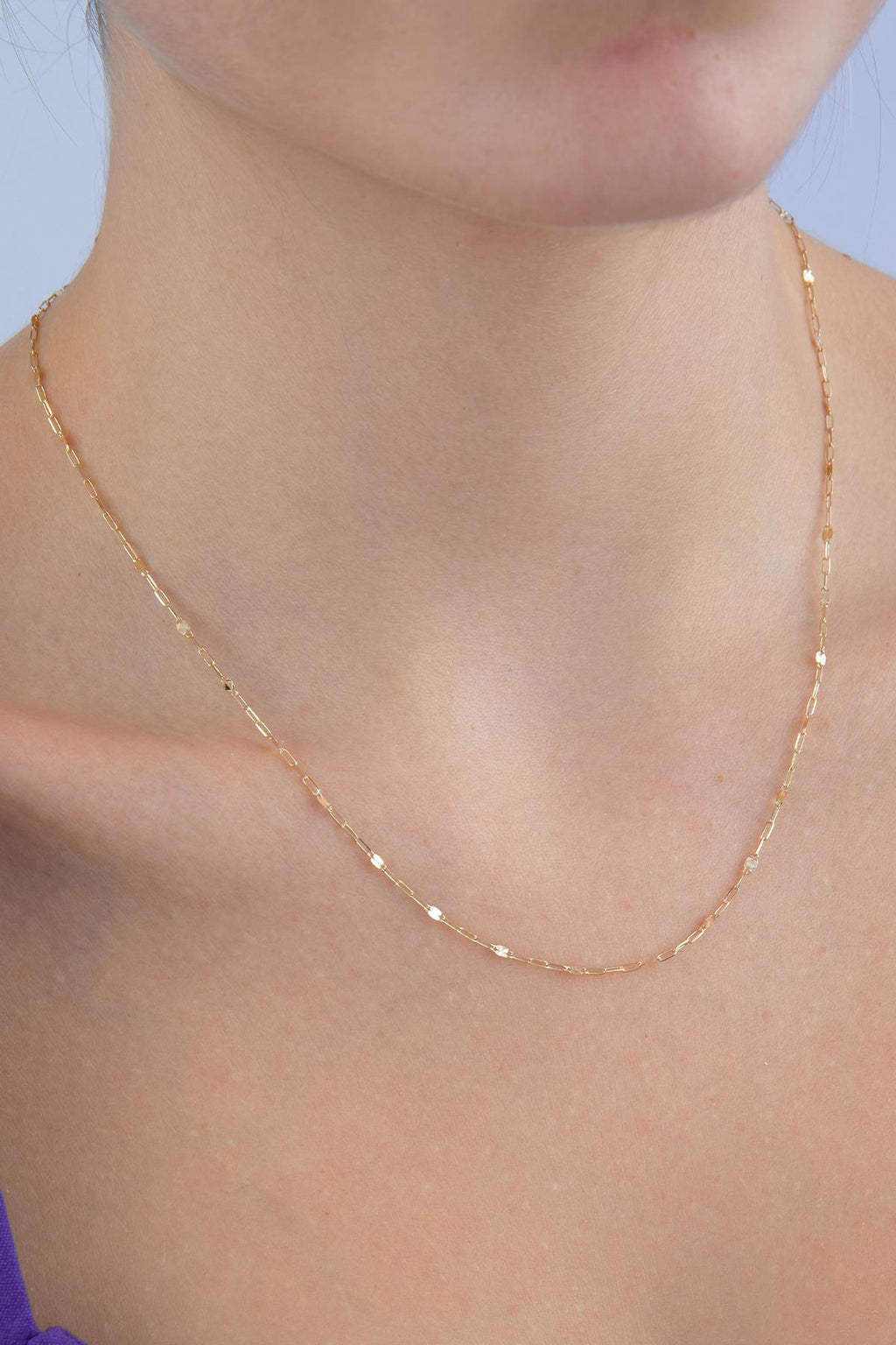 14ct Gold Mirror Link Paperclip Chain