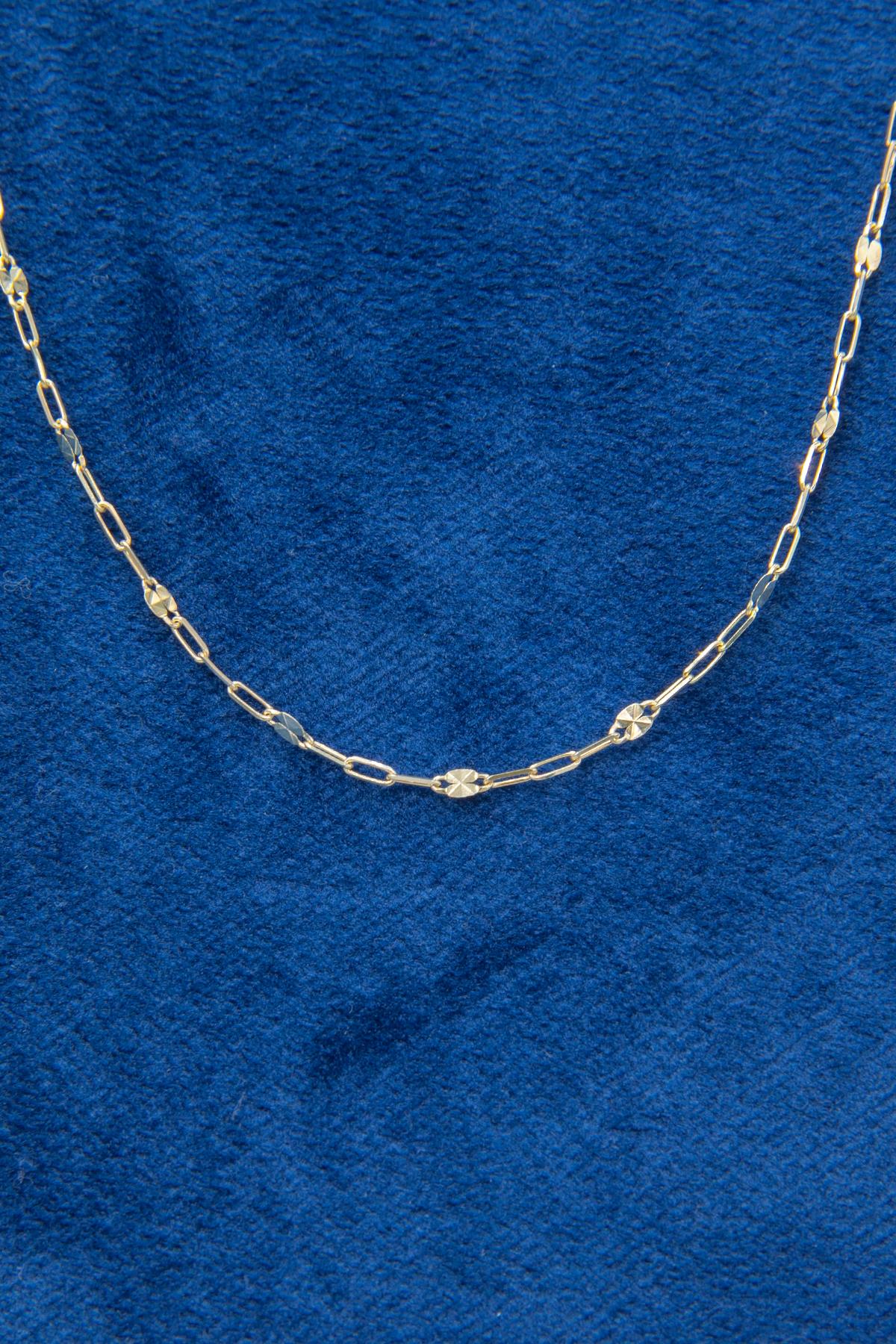 14ct Gold Mirror Link Paperclip Chain