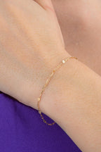 14ct Gold Mirror Paperclip Bracelet