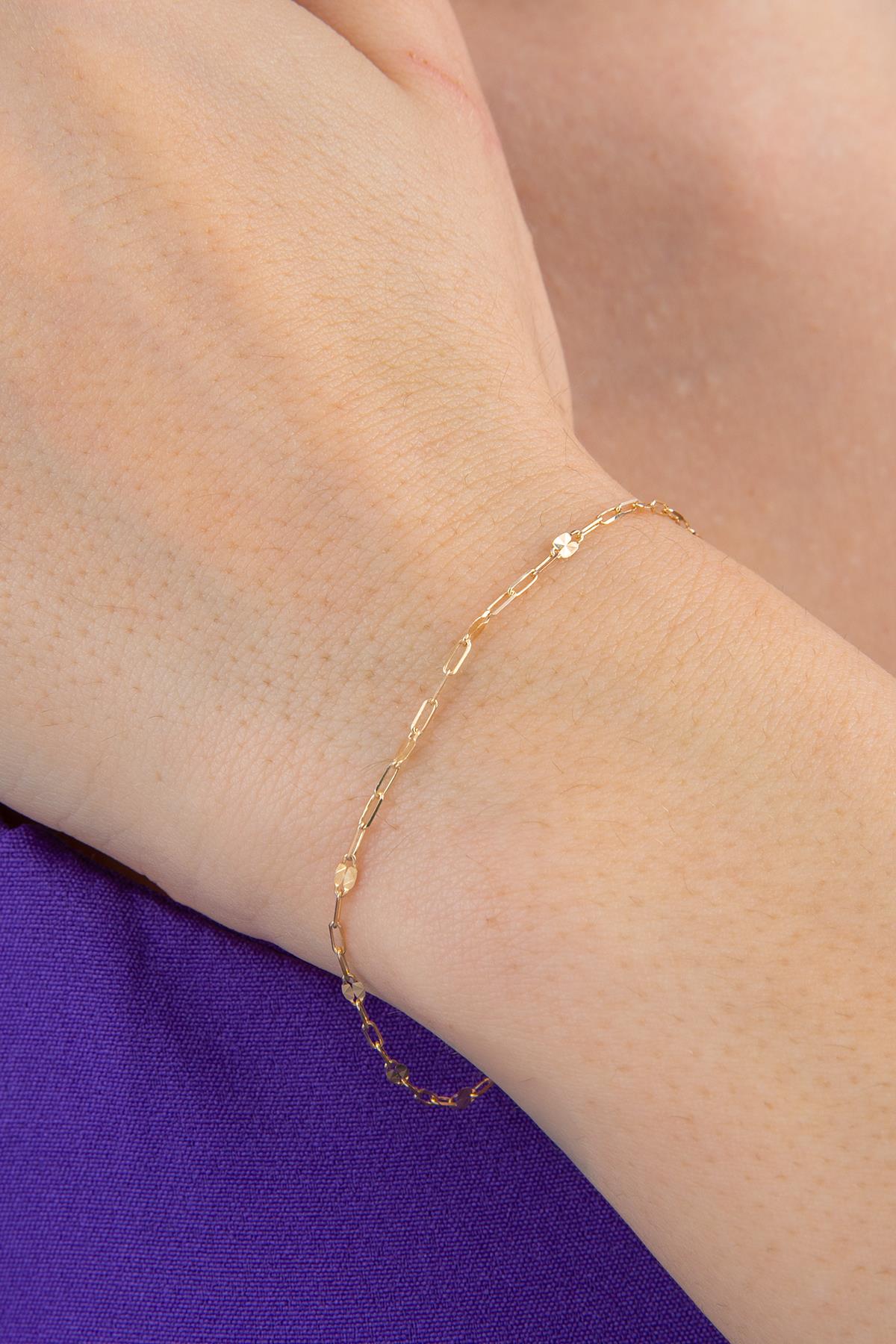 14ct Gold Mirror Paperclip Bracelet