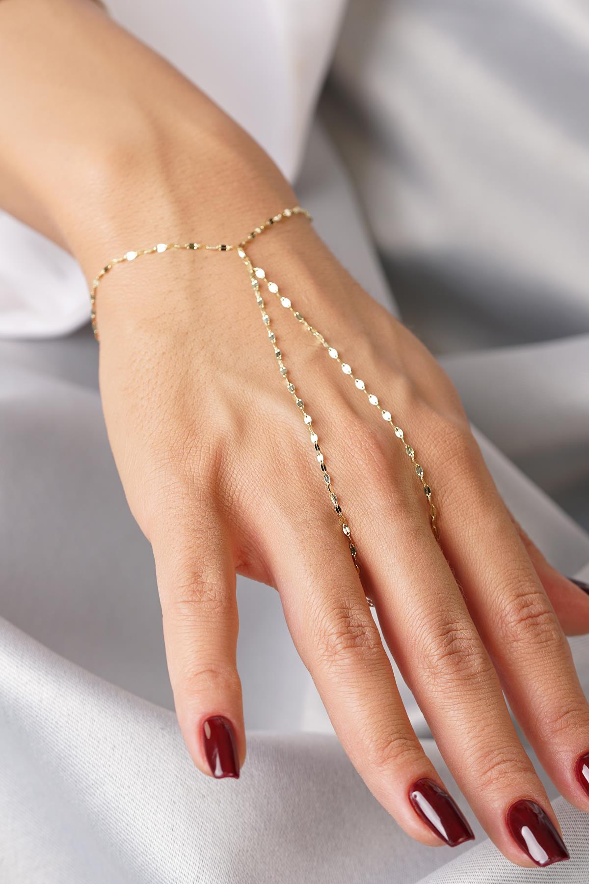 14ct Gold Mirror Sparkle Chain Handchain