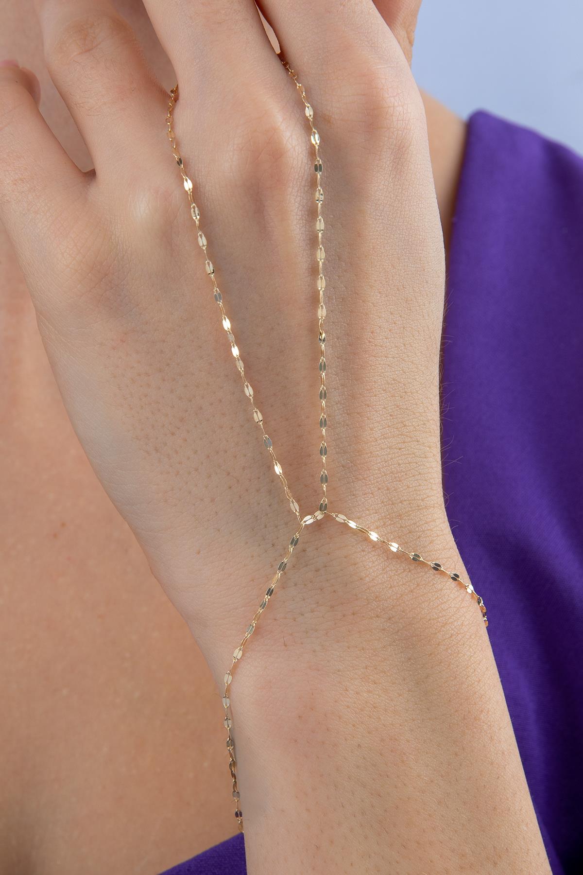14K Gold Mirror Sparkle Chain Handchain