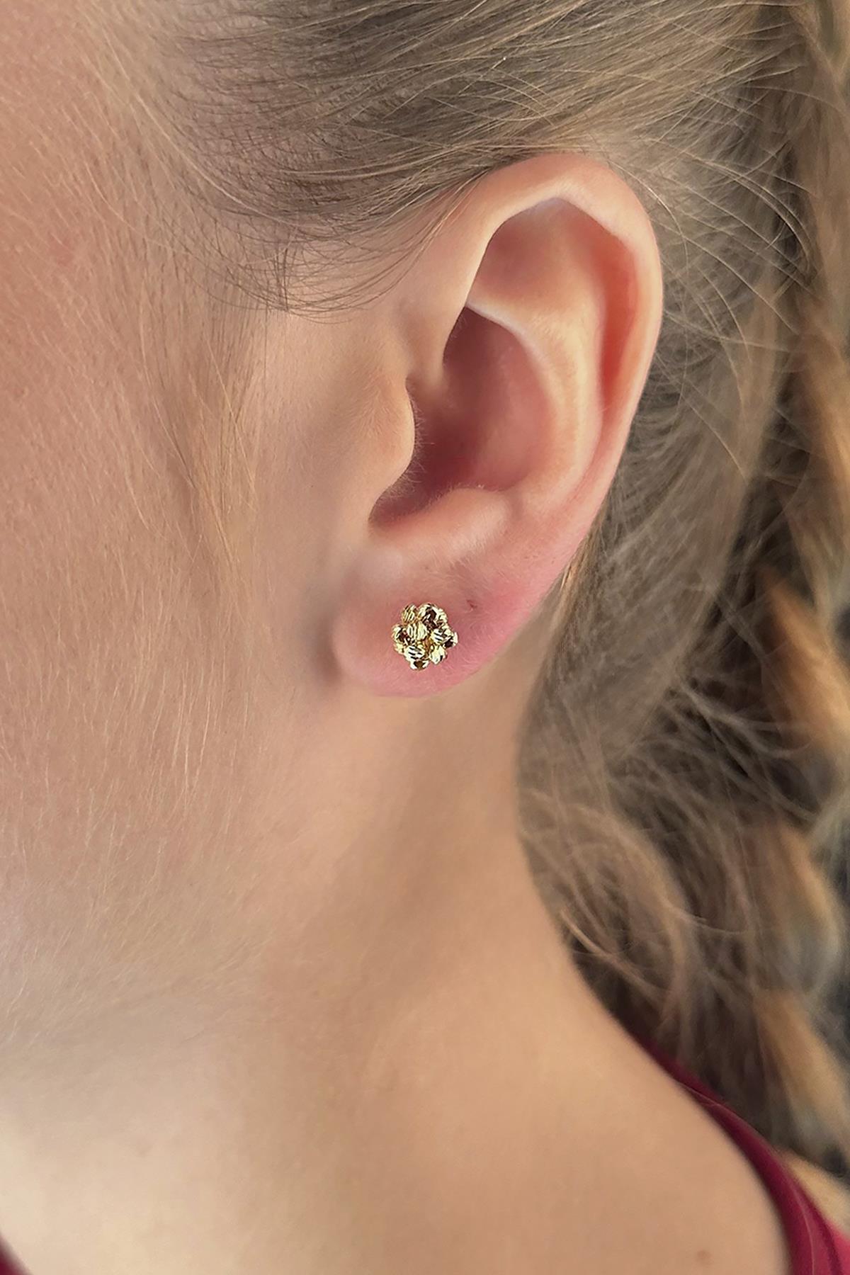 14ct Gold Mix Color Dorica Ball Stud Earrings