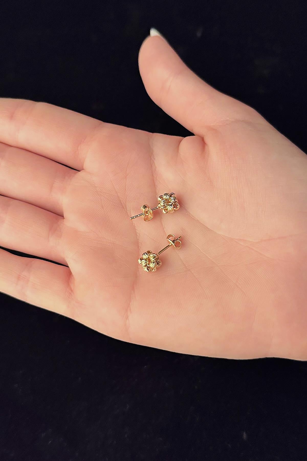 14ct Gold Mix Color Dorica Ball Stud Earrings