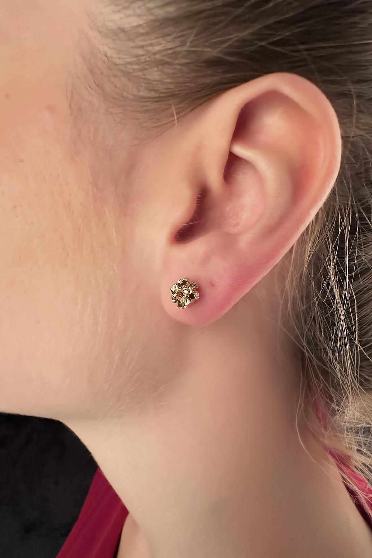 14ct Gold Mix Color Dorica Ball Stud Earrings