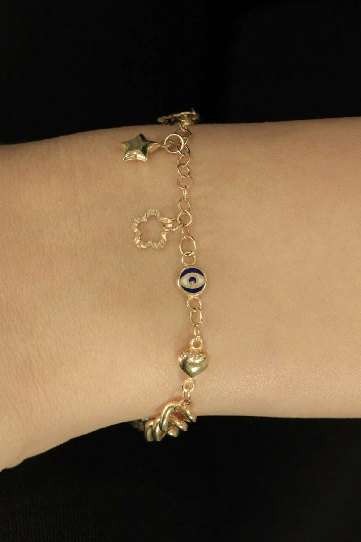14K Gold Mixed Charm Bracelet