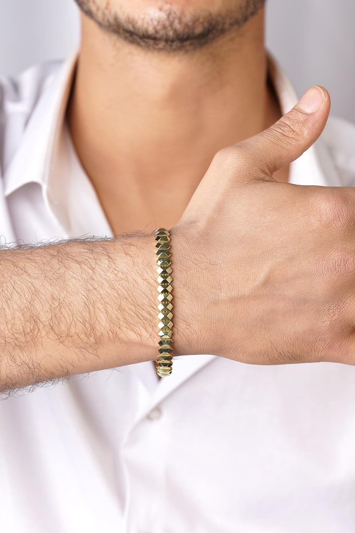 14ct Gold Modern Pyramid Bracelet