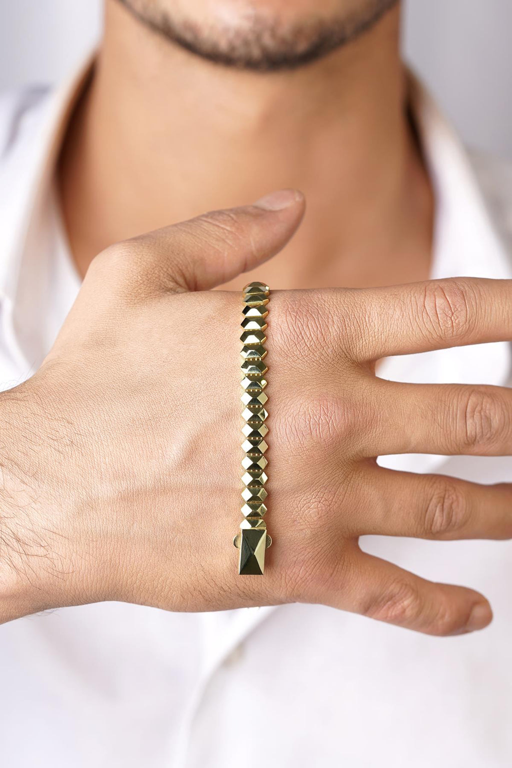 14ct Gold Modern Pyramid Bracelet