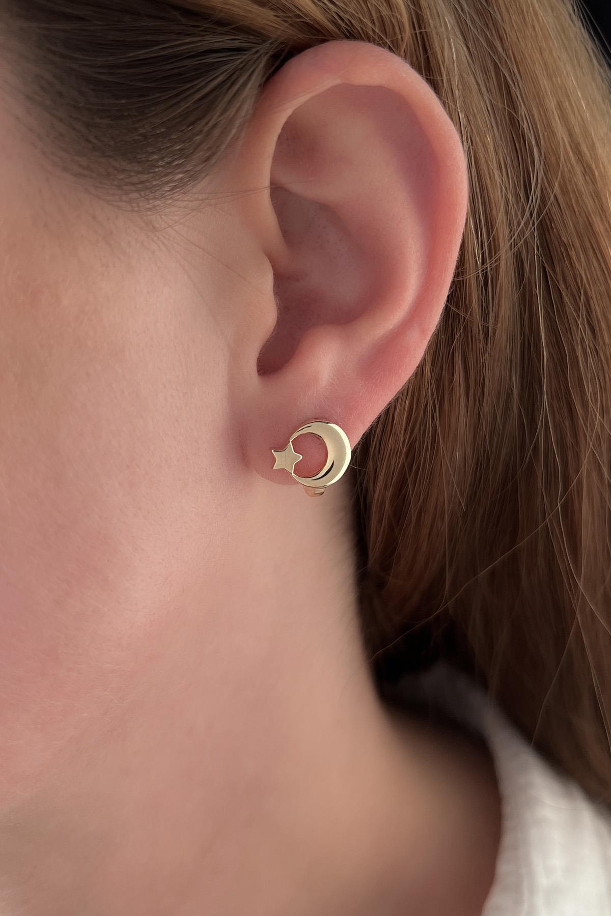 14ct Gold Moon Star Earrings