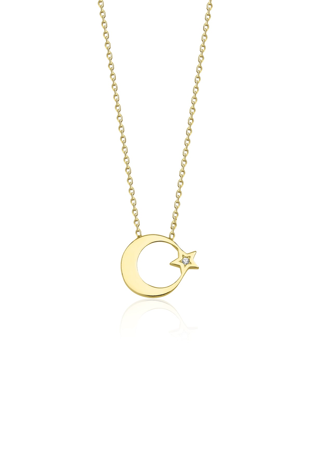 14ct Gold Moon Star Necklace