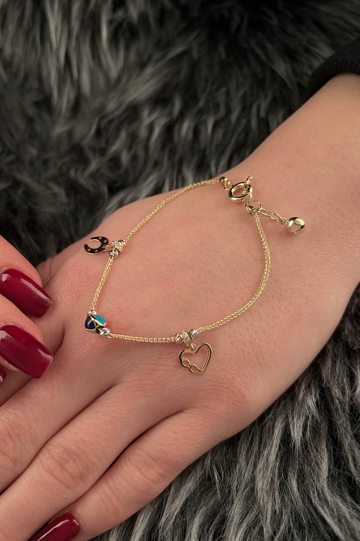 14ct Gold Multi-Color Lucky Bracelet