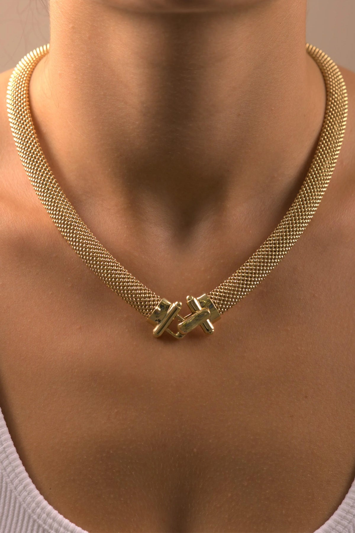 14K Gold Multi Row Popcorn Chain Necklace  0.393 inch