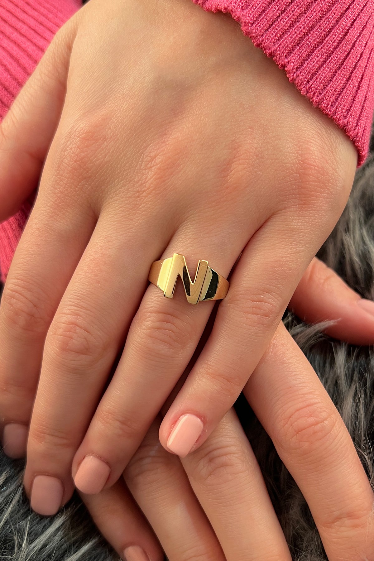 14ct Gold N Initial Ring