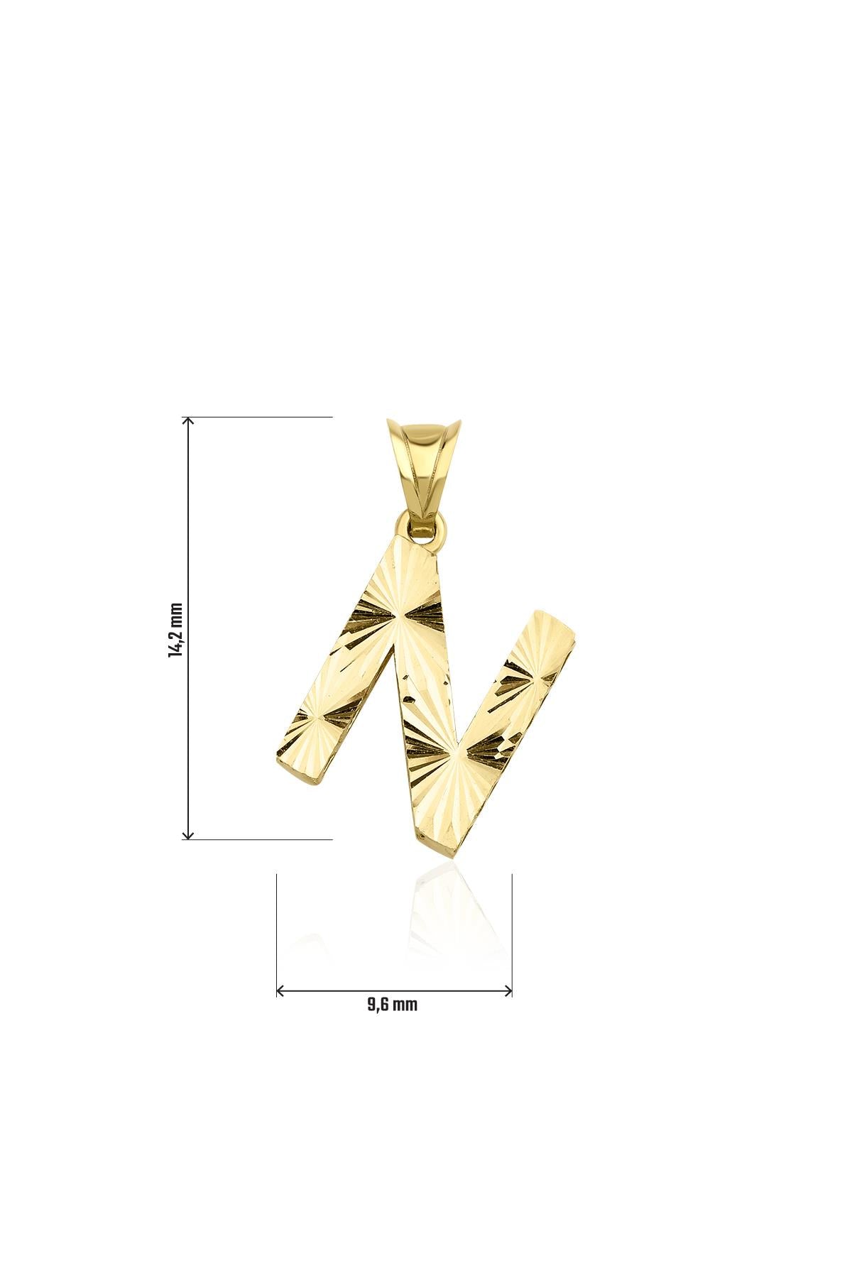 14ct Gold N Letter Mini Shine Pendant