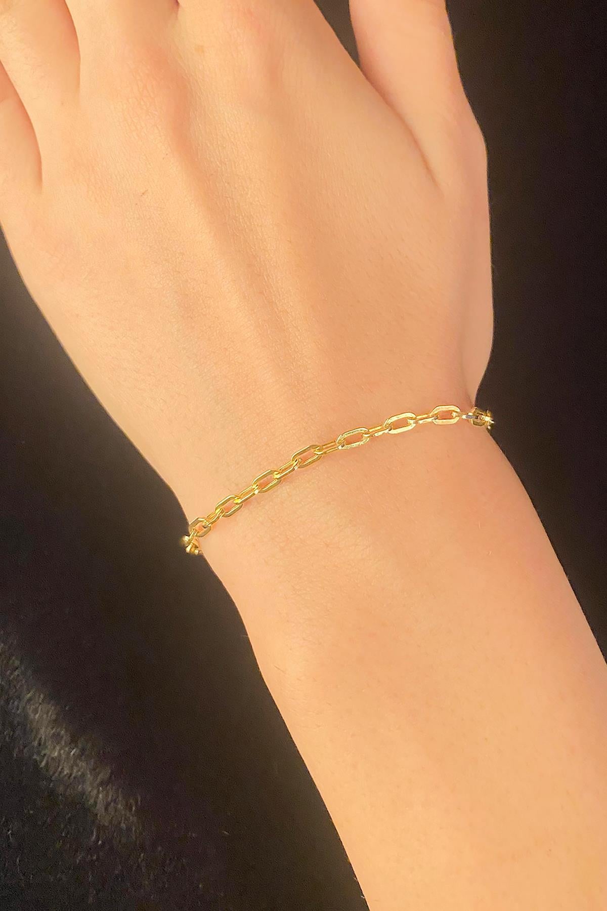 14K Gold Oval Paperclip Bracelet
