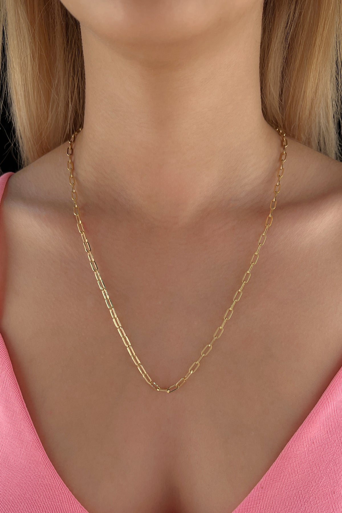 14K Gold Oval Paperclip Chain    0.141 inch