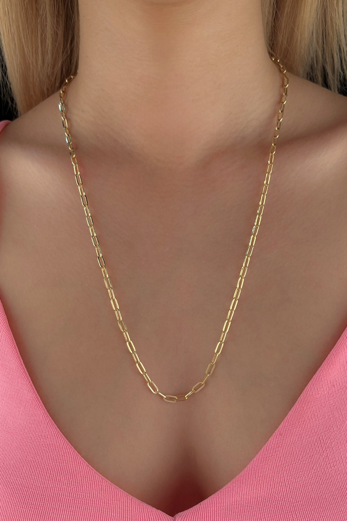 14K Gold Oval Paperclip Chain    0.141 inch