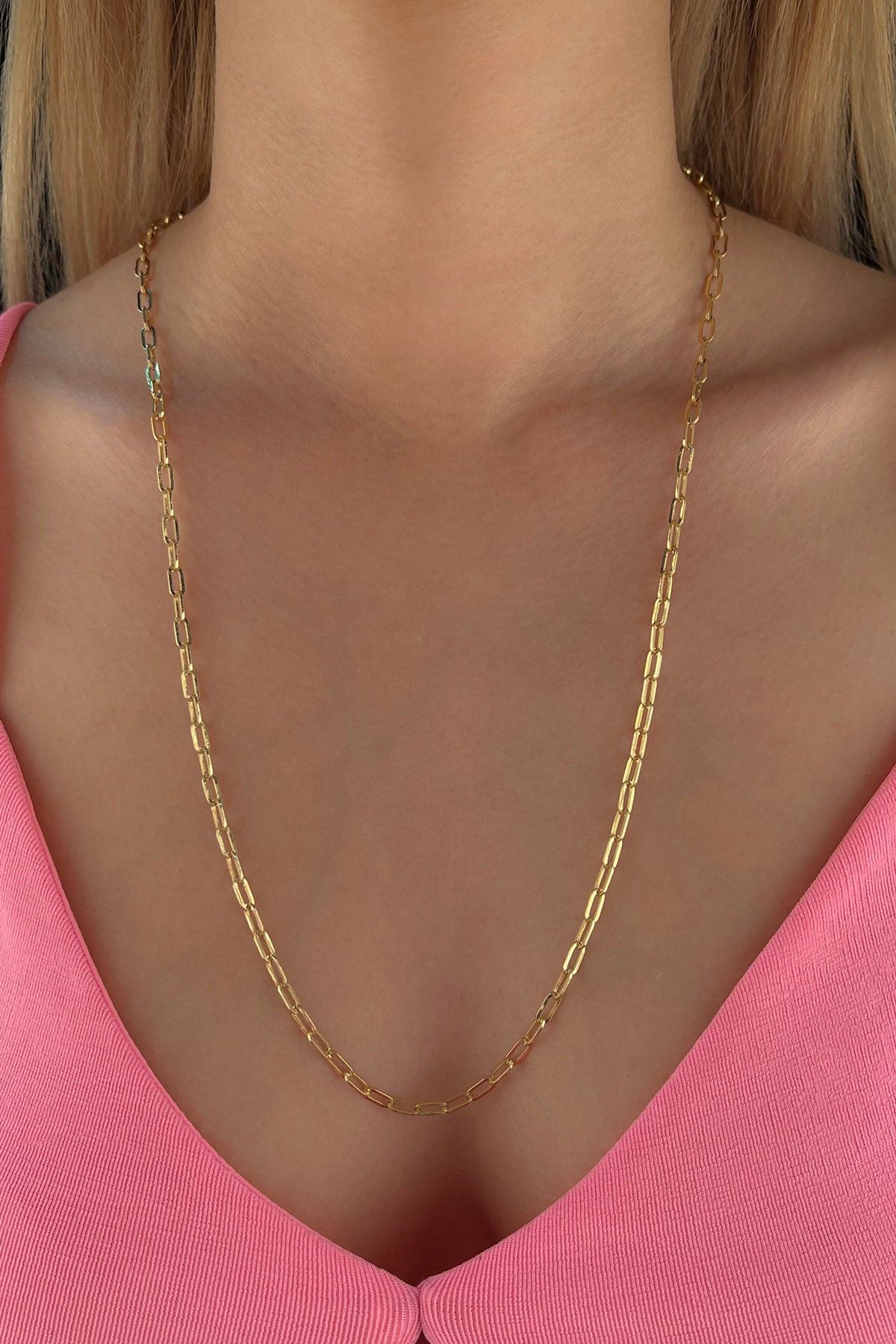 14K Gold Oval Paperclip Chain    0.141 inch