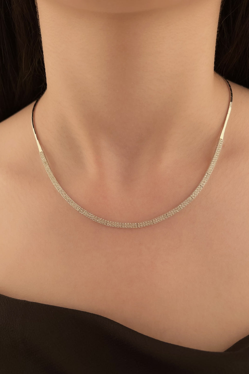 14ct Gold Oval Shape Tennis Necklace