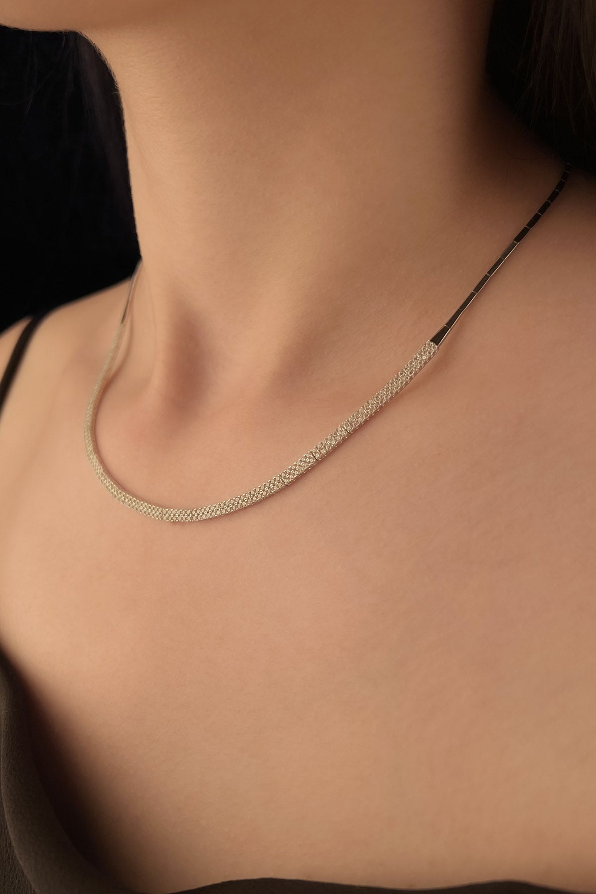 14ct Gold Oval Shape Tennis Necklace