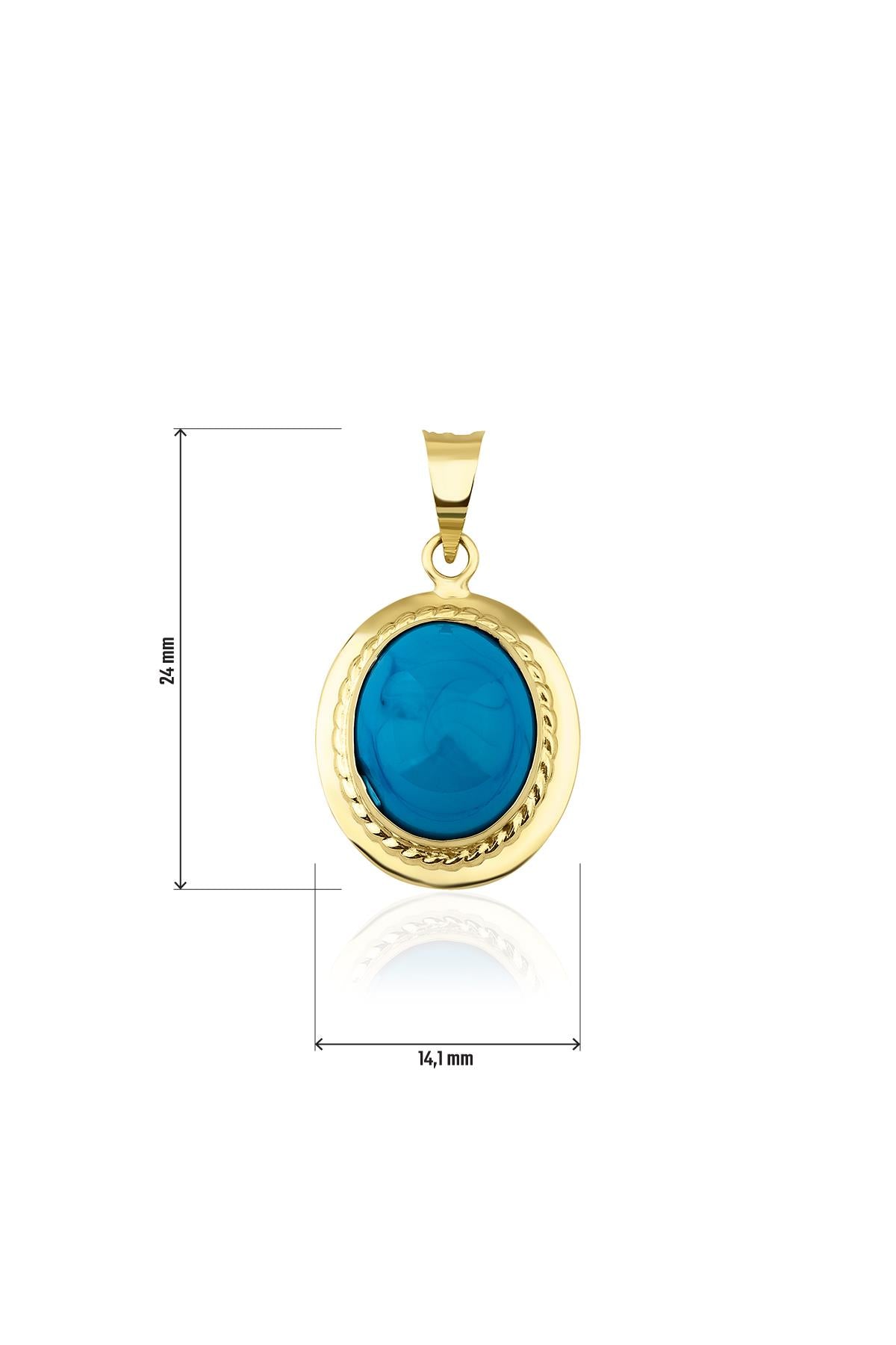 14ct Gold Oval Turquoise Stone Charm