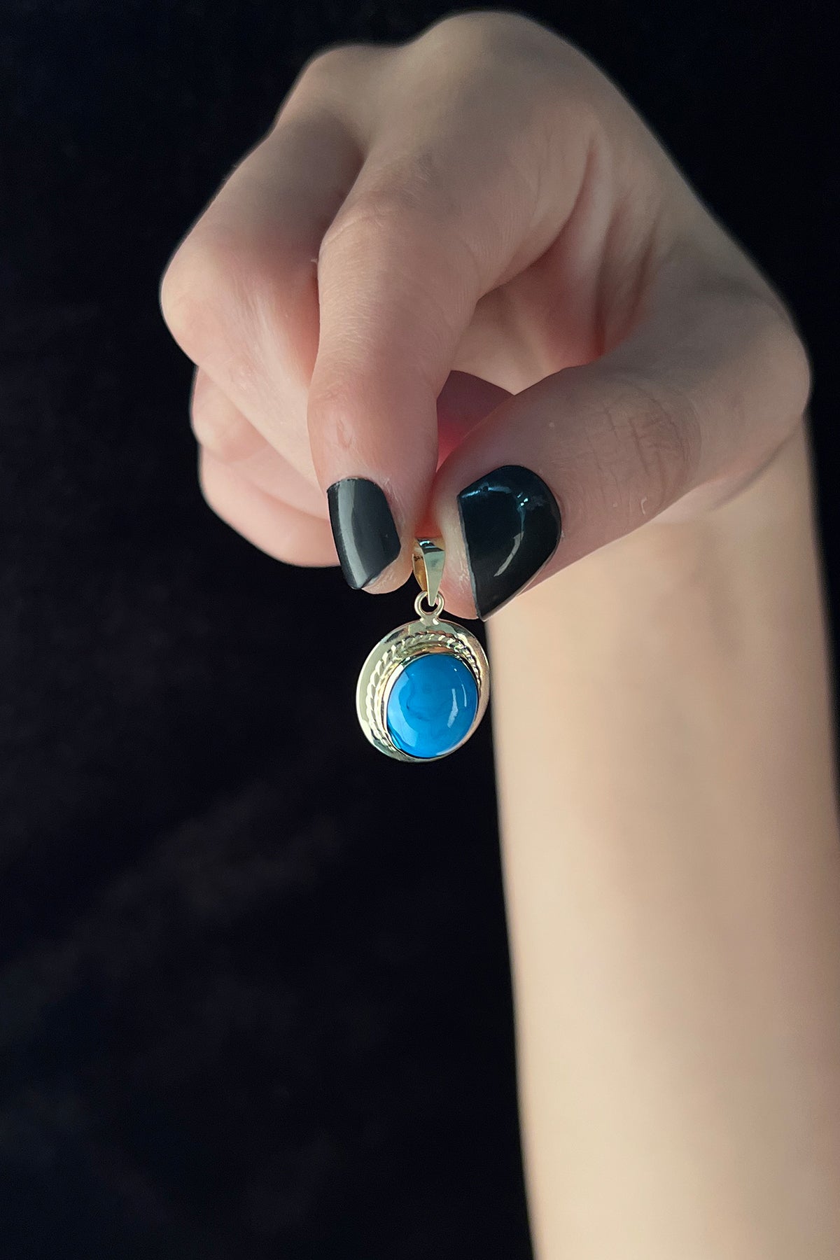 14ct Gold Oval Turquoise Stone Charm