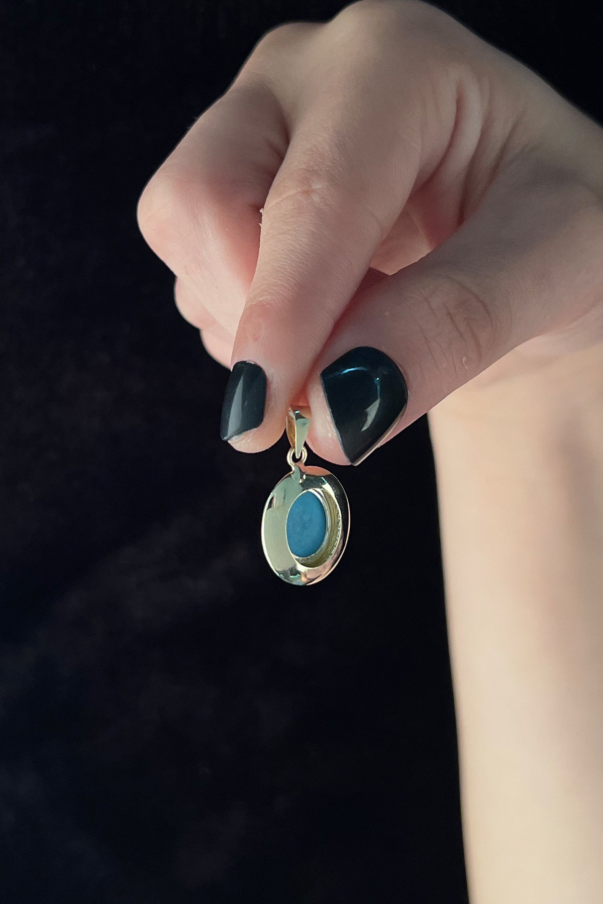 14ct Gold Oval Turquoise Stone Charm