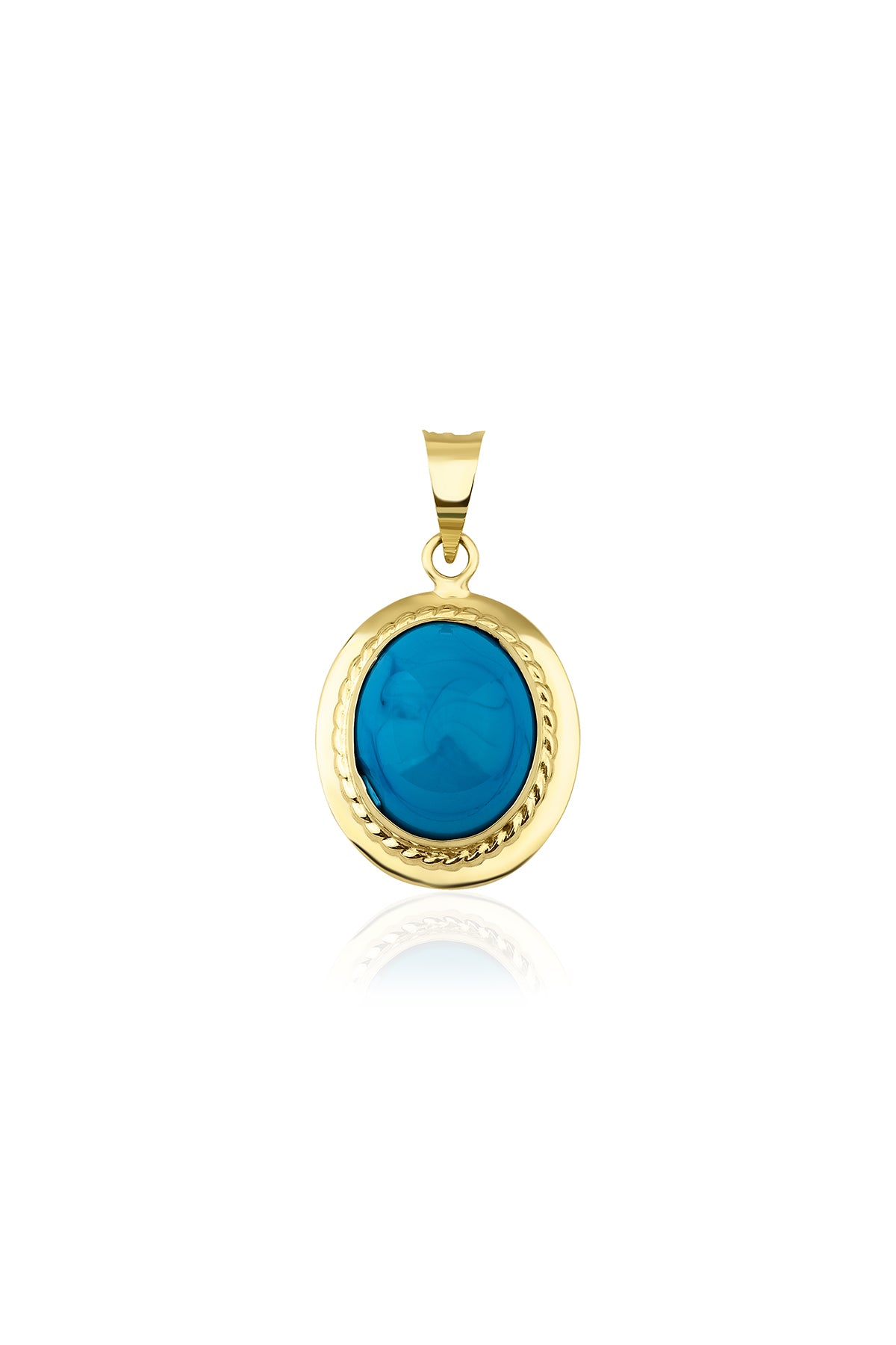 14ct Gold Oval Turquoise Stone Charm