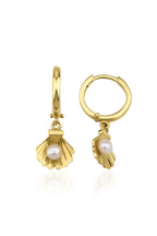14ct Gold Oyster Dangle Huggie Earrings