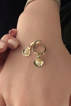 14ct Gold Oyster Dangle Huggie Earrings