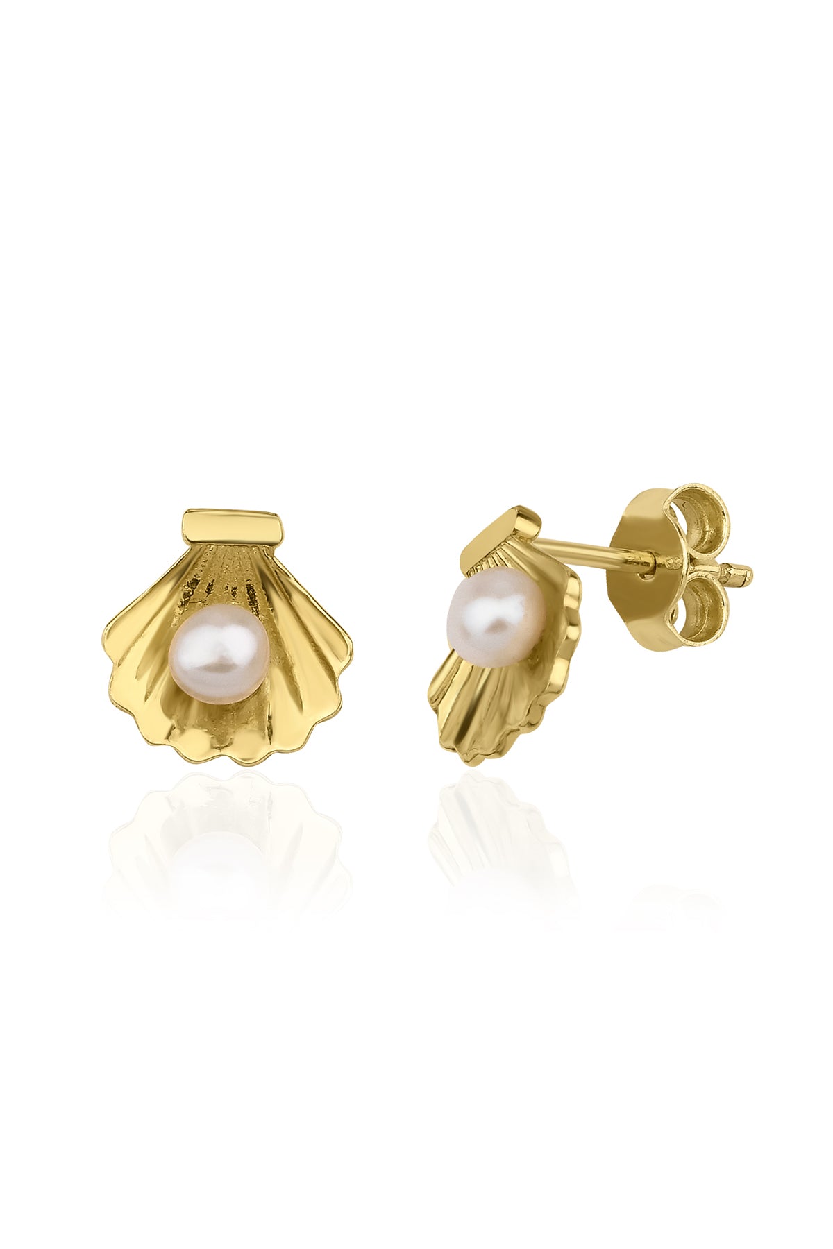 14ct Gold Oyster Stud Earrings