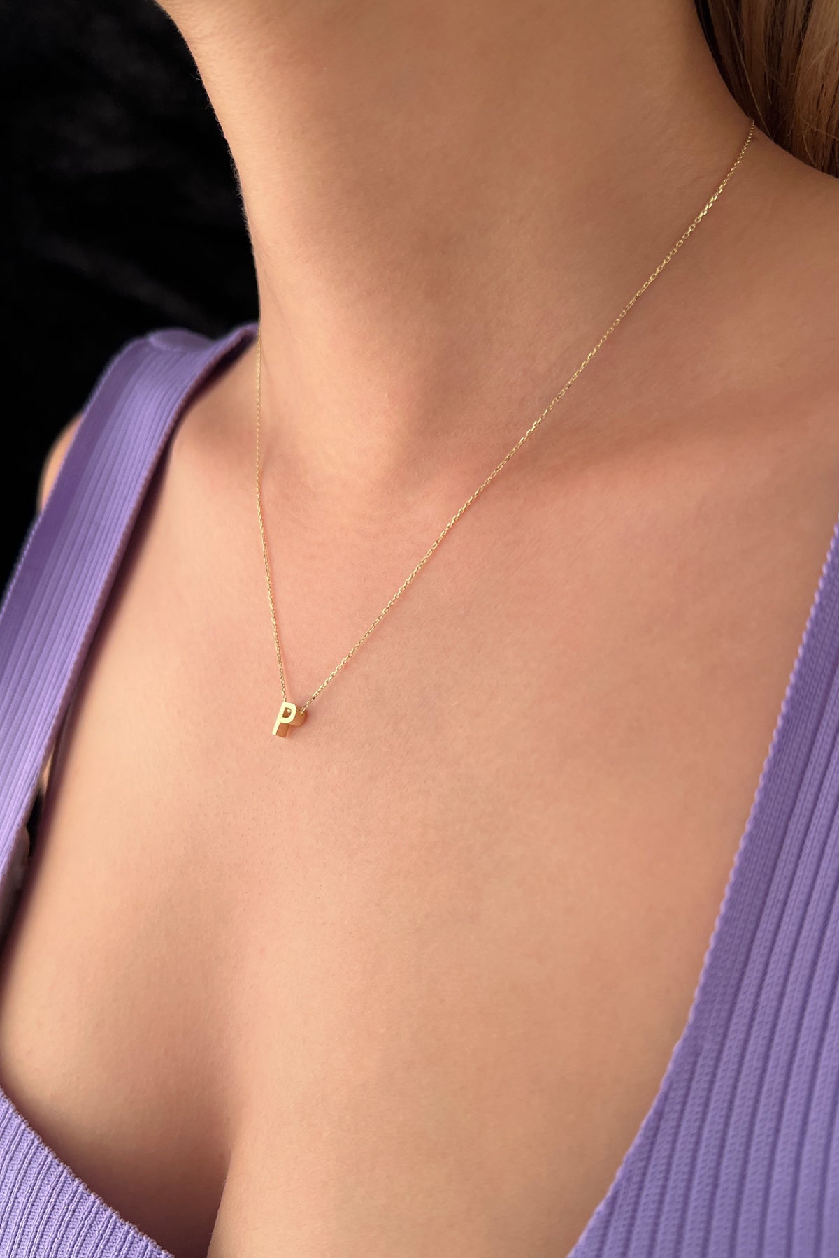 14ct Gold P Initial Necklace