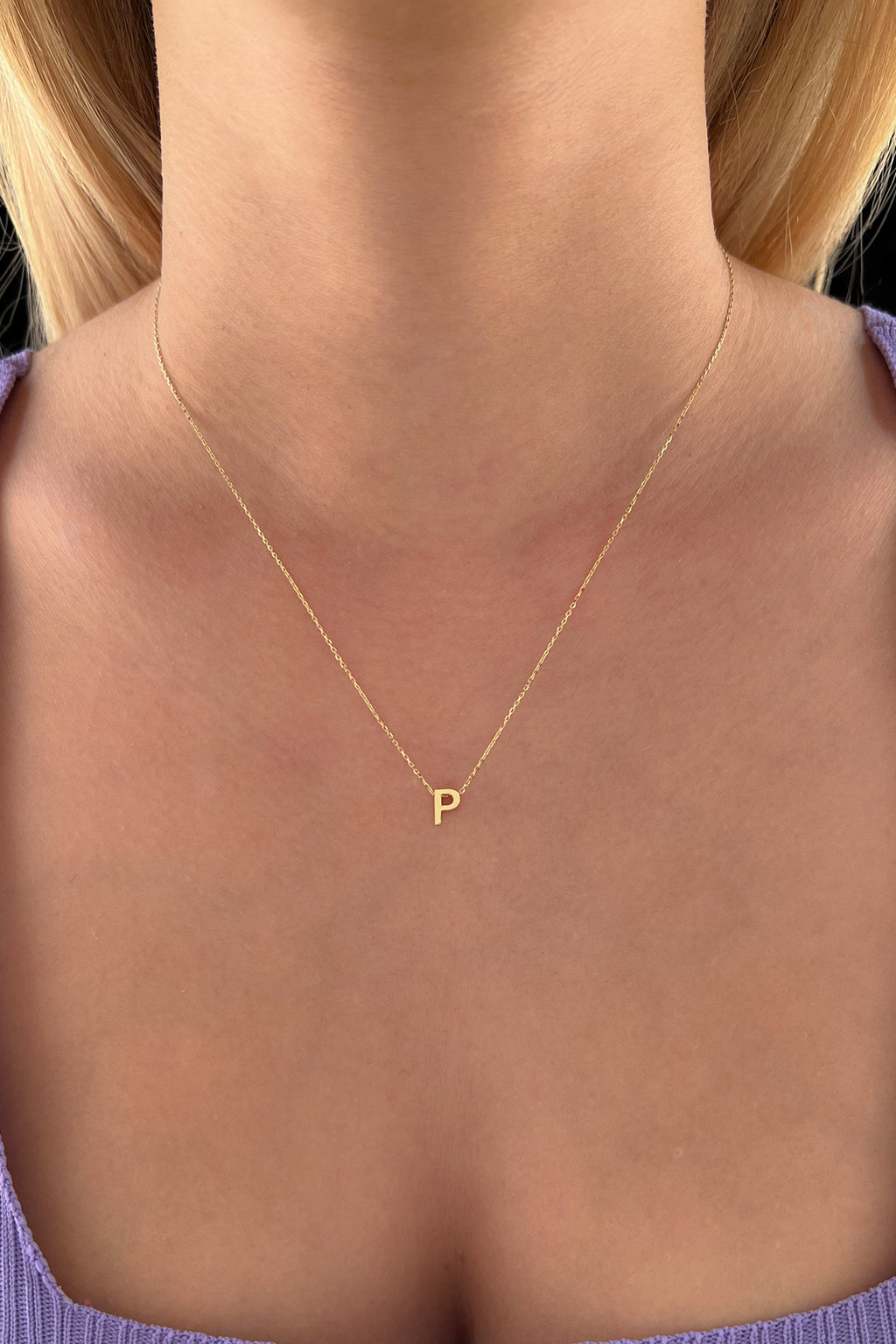 14ct Gold P Initial Necklace