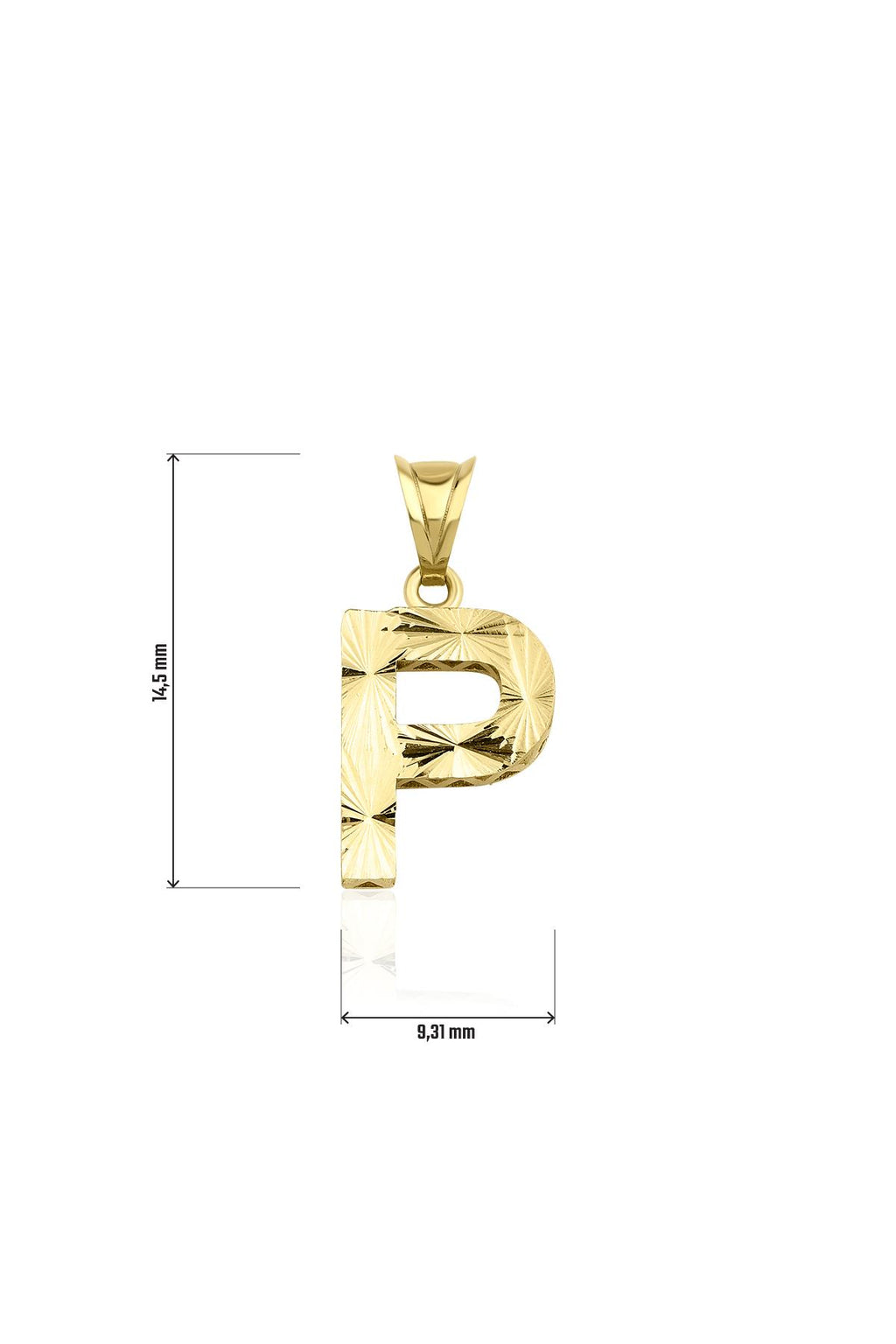14ct Gold P Letter Mini Shine Pendant