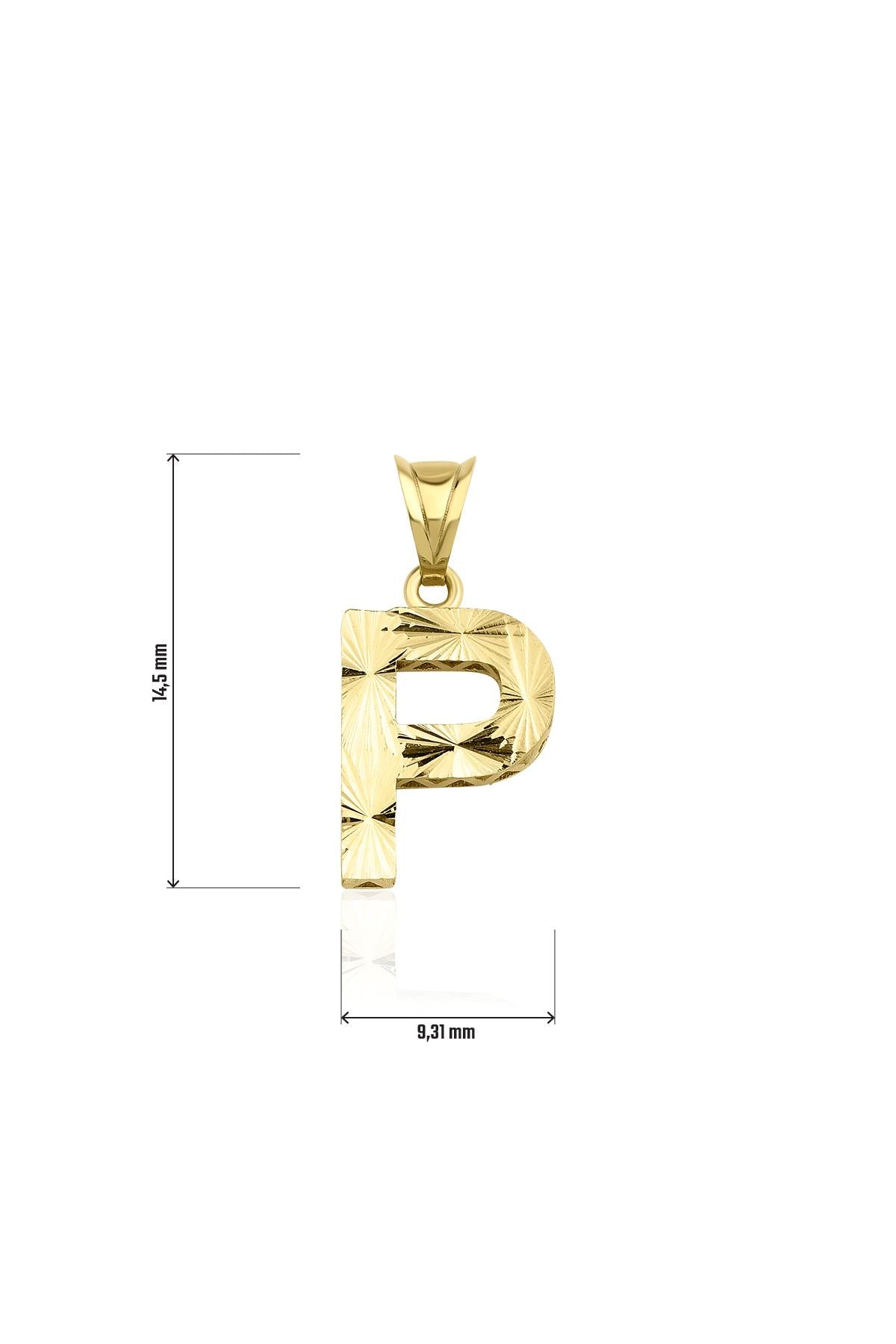14ct Gold P Letter Mini Shine Pendant