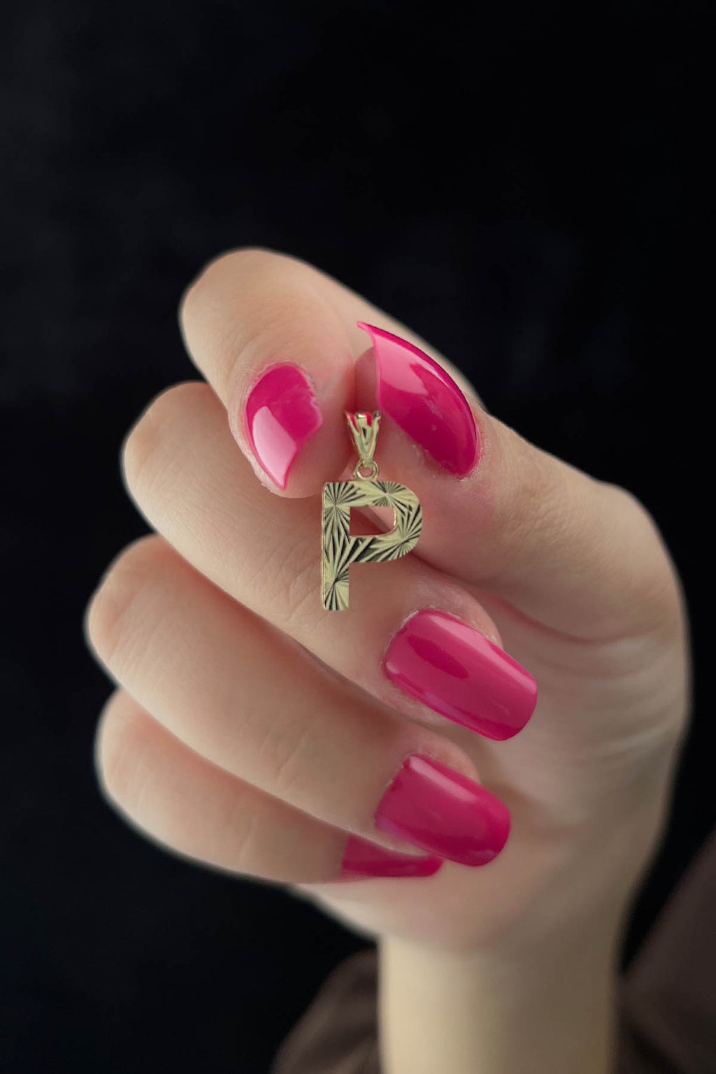 14ct Gold P Letter Mini Shine Pendant