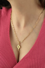 14ct Gold Paperclip Chain Polar Star Necklace