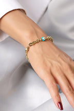 14ct Gold Paperclip Evil Eye Special Designed Bracelet
