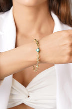 14ct Gold Paperclip Evil Eye Special Designed Bracelet