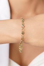 14ct Gold Paperclip Evil Eye Special Designed Bracelet