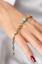 14ct Gold Paperclip Evil Eye Special Designed Bracelet
