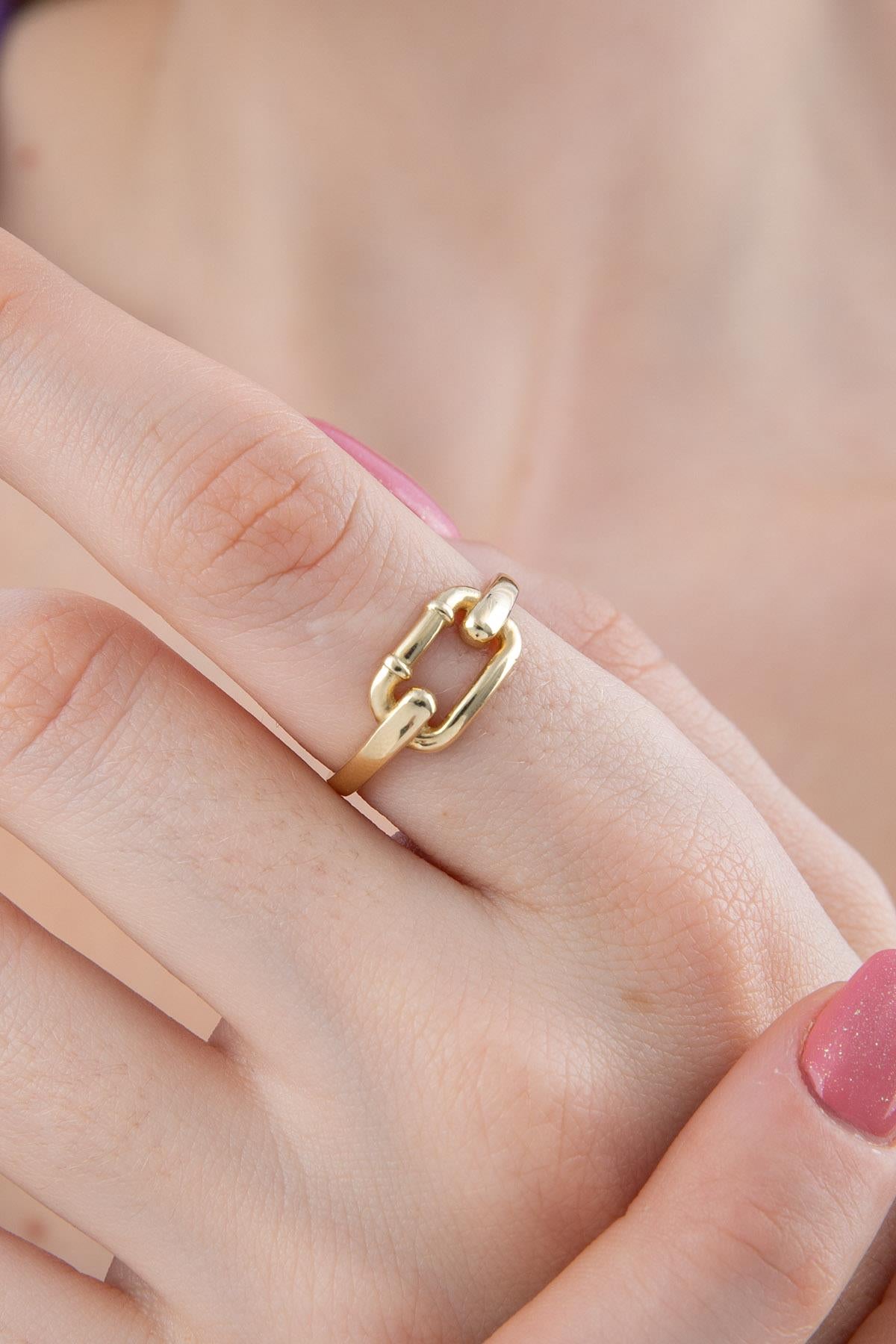 14K Gold Paperclip Link Chain Ring