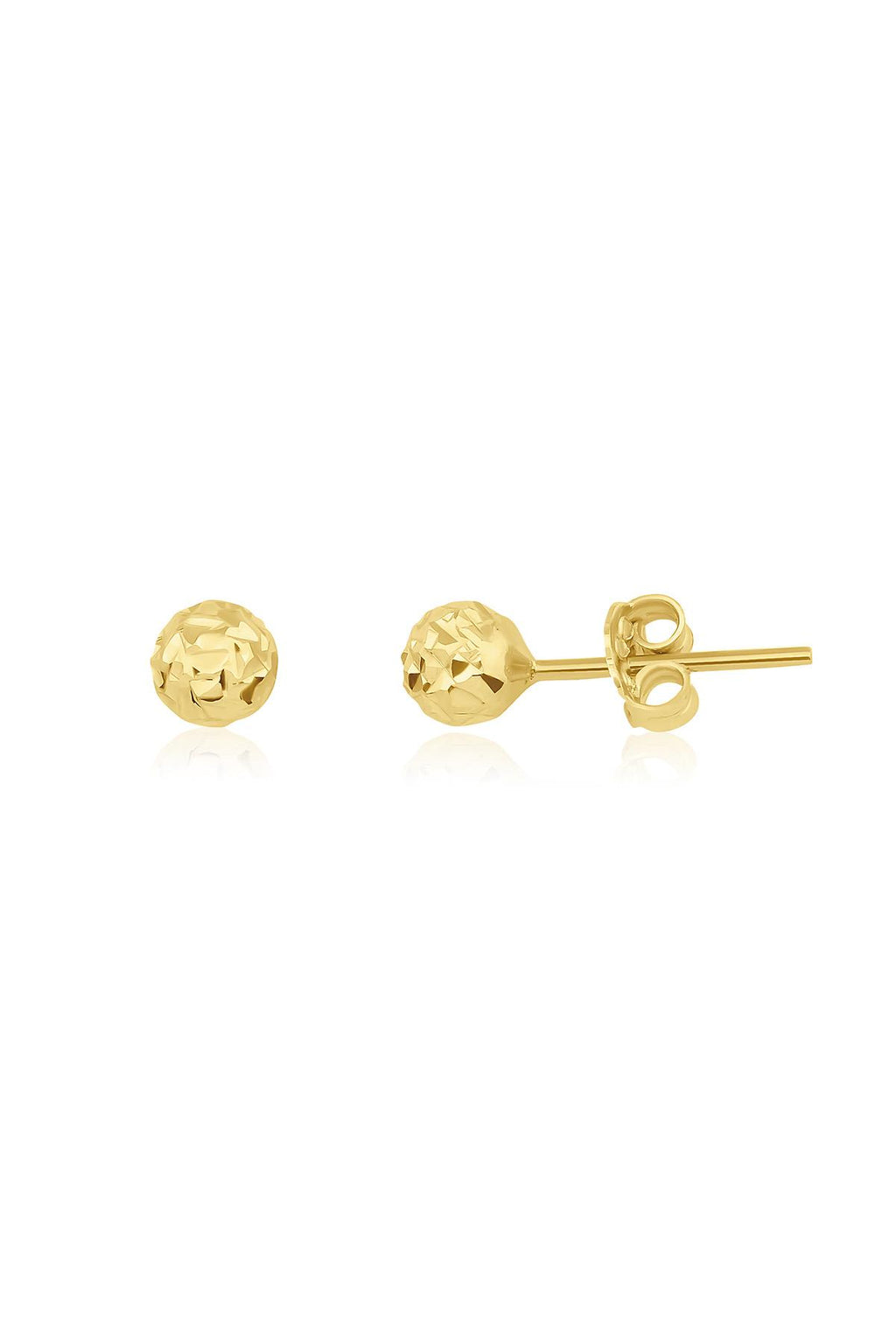 14ct Gold Patterned Big Ball Stud Earrings