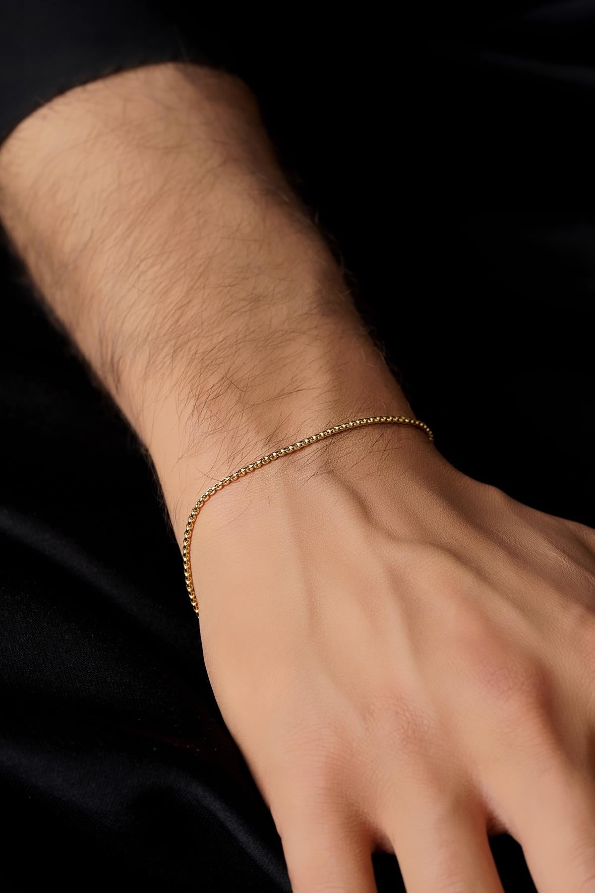 14ct Gold Patterned Box Chain Bracelet