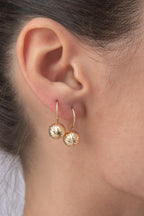 14ct Gold Patterned Euroball Earrings ( Medium )