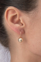 14ct Gold Patterned Euroball Earrings ( Medium )