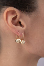 14ct Gold Patterned Euroball Earrings ( Medium )