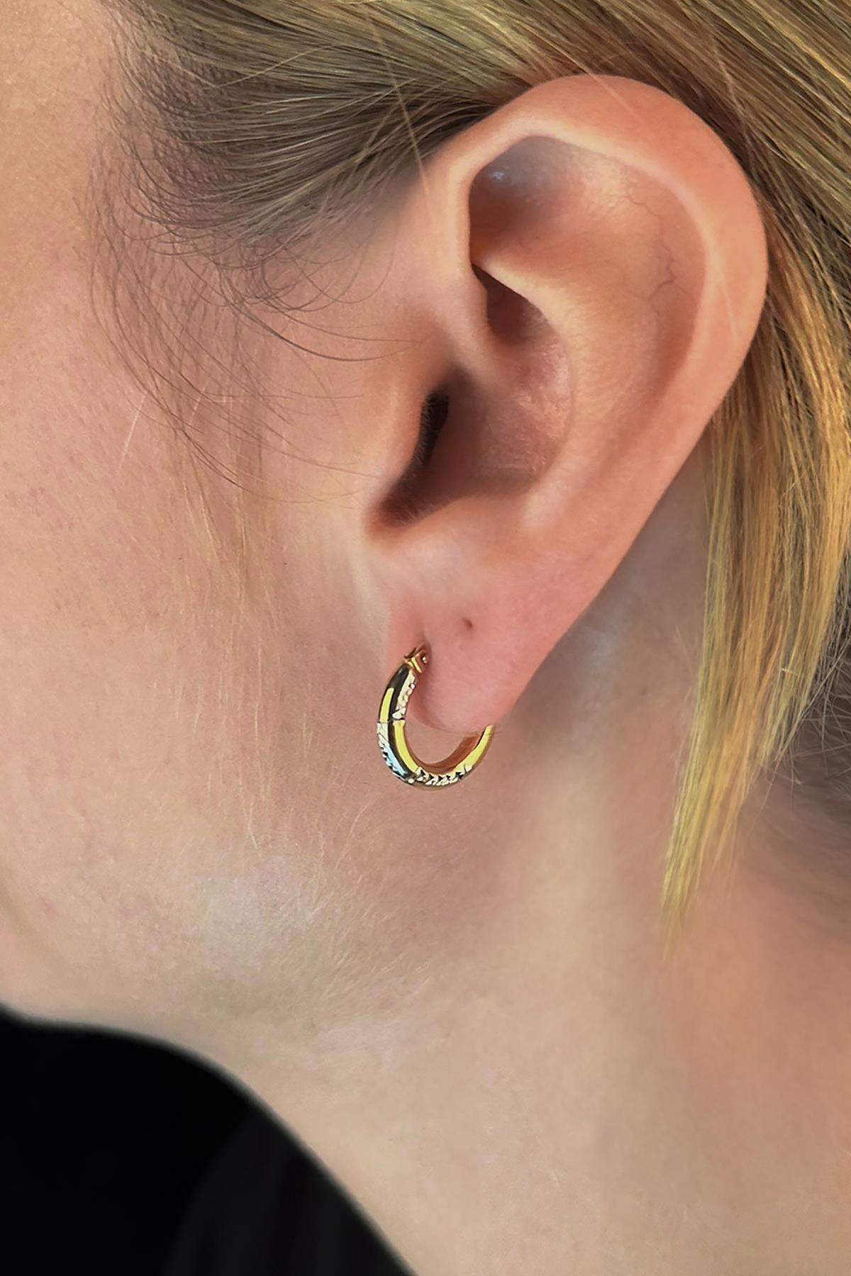 14ct Gold Patterned Hoop Earrings