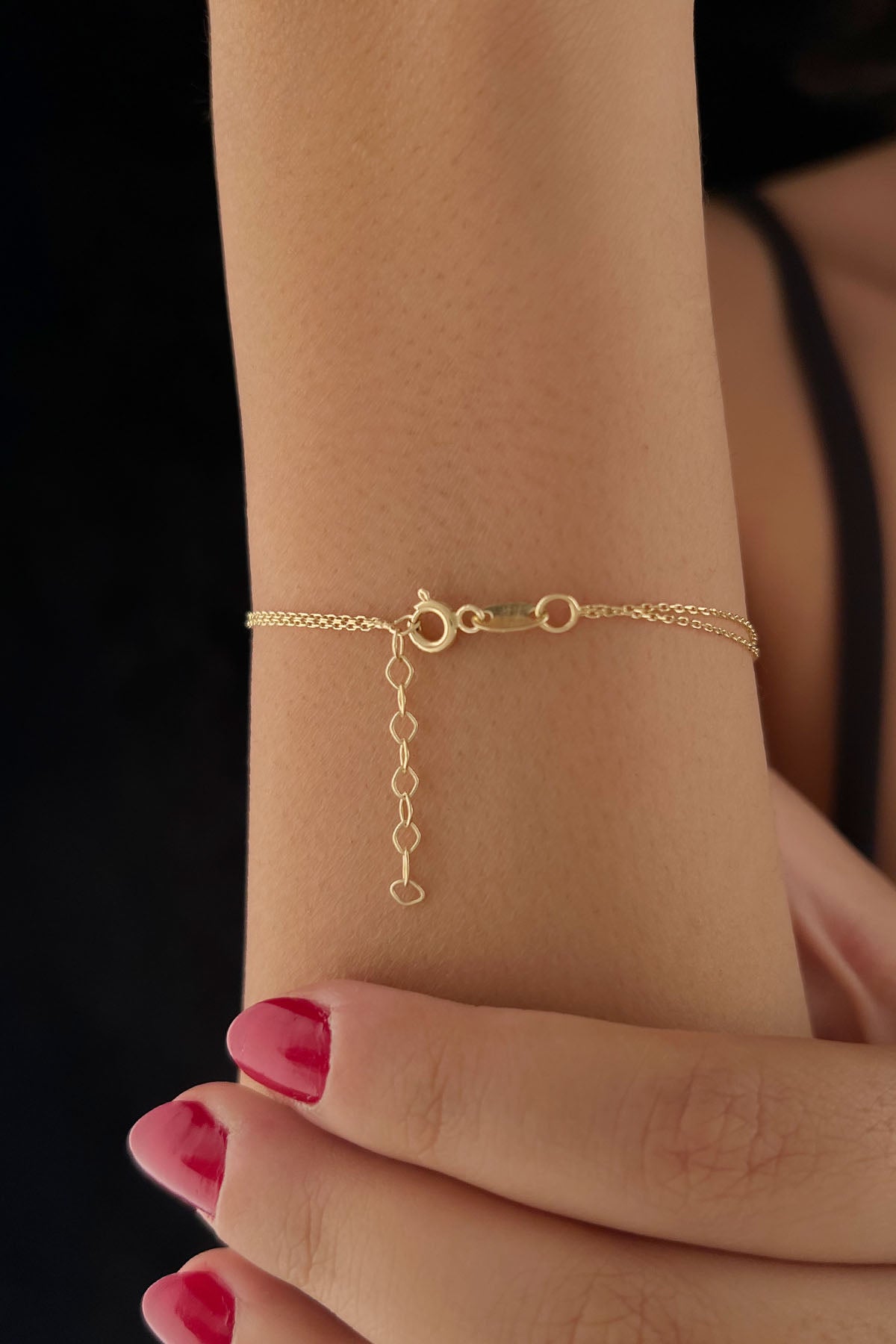 14ct Gold Pink Enamel Butterfly Bracelet