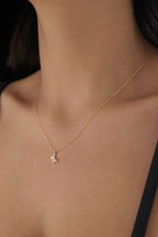 14ct Gold Pink Enamel Butterfly Necklace